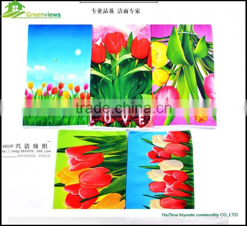 Custom printed linen tea towel kitchen use 100% microfiber tea towel/microfiber dish towel/dish cloth