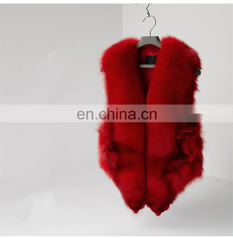 2017 New Fashion Sleeveless Outerwear Real Fox Fur Vest for Women