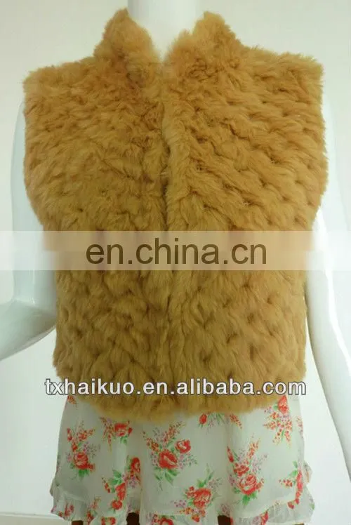 2013 Girl Spring new fashion Knitted Rabbit Fur Vest