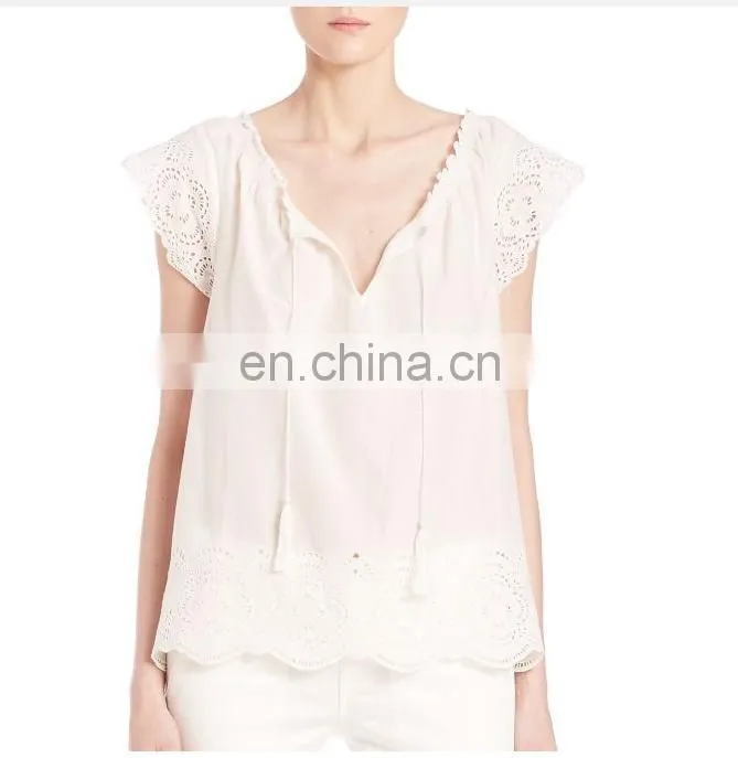 Hot sale fashion chiffon lady top designer