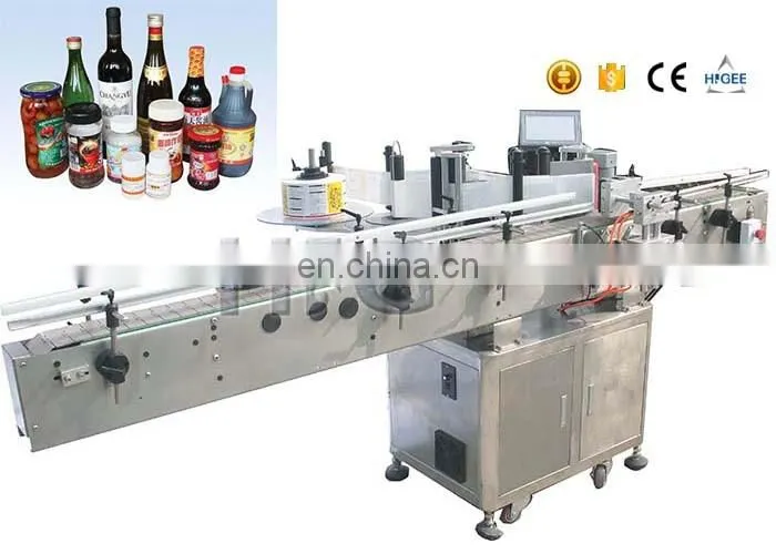 SUS304 stainless steel automatic round bottle fixed-position sticker labeling machine with date printer