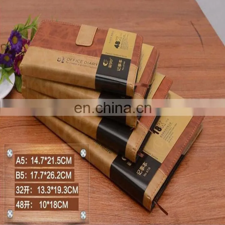 2018 factory wholesale custom A5/A4/B5 brown leather hardcover notebook printing with magnet buckle