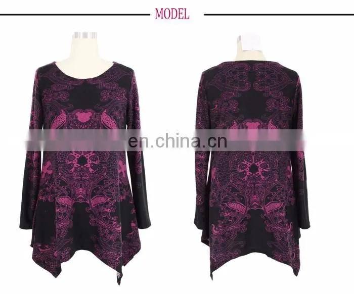Premium Women Ethnic Wear Plus Size Scoop Neck Rendering Printing Tunic Top