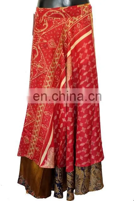 Buy Online Vintage Silk Sari Wrap round Skirt Long Length