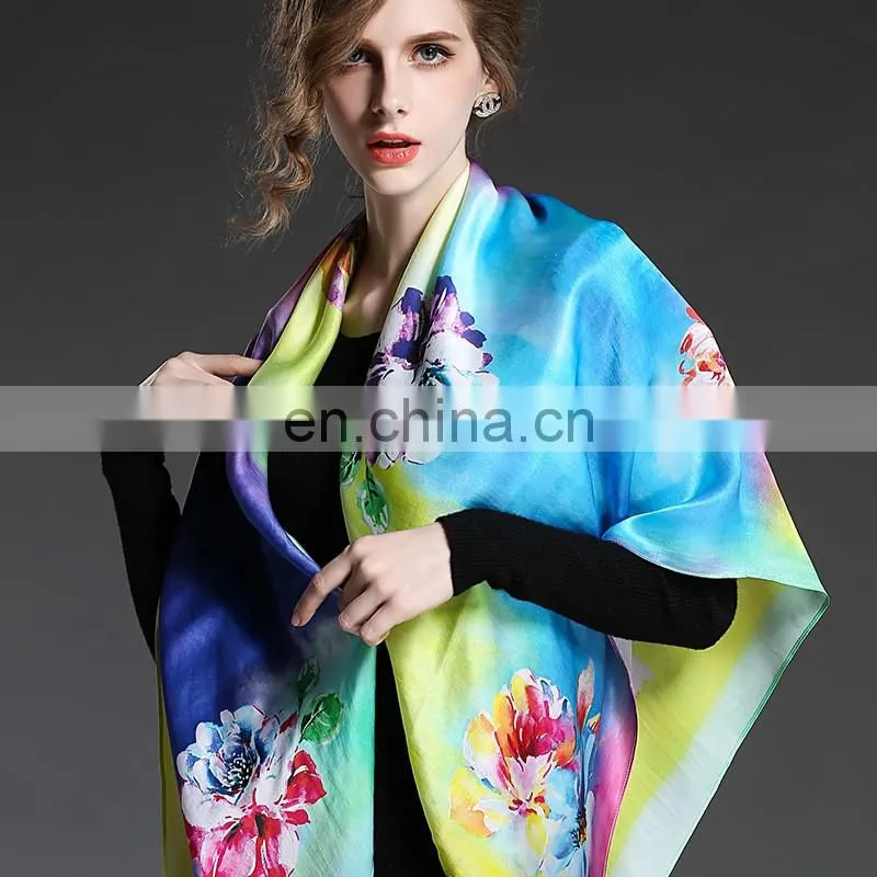 Digital printing new women's fashion lady silk scarf shawl