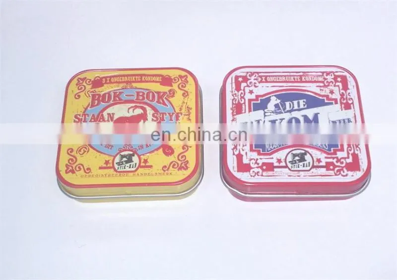 Hot sale small condom tins with hinge