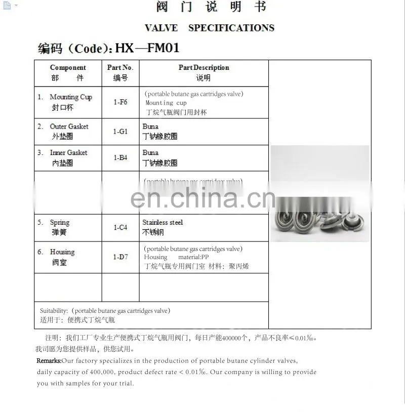 China aerosol valve and aerosol valve assembly