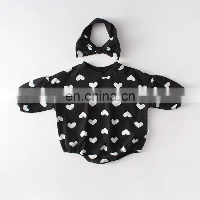 Lovely Infatns Clothes Fleece Full Sleeve Peach Heat Printed Baby Girls Hoodie Romper