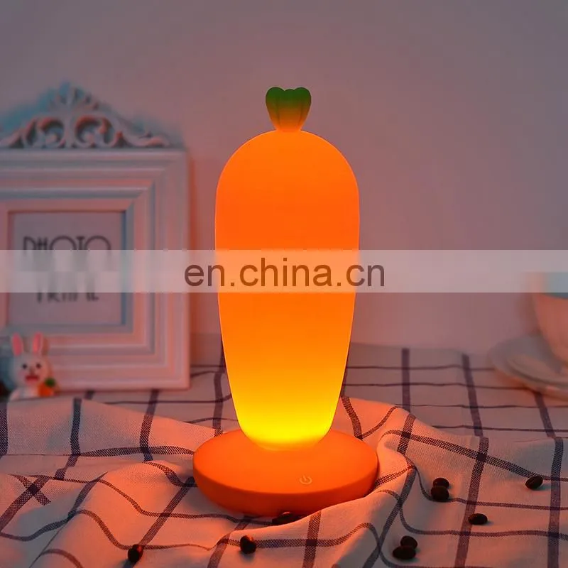 Hot sale cute carrot shape eye-protection lighting led lamps for children bedside