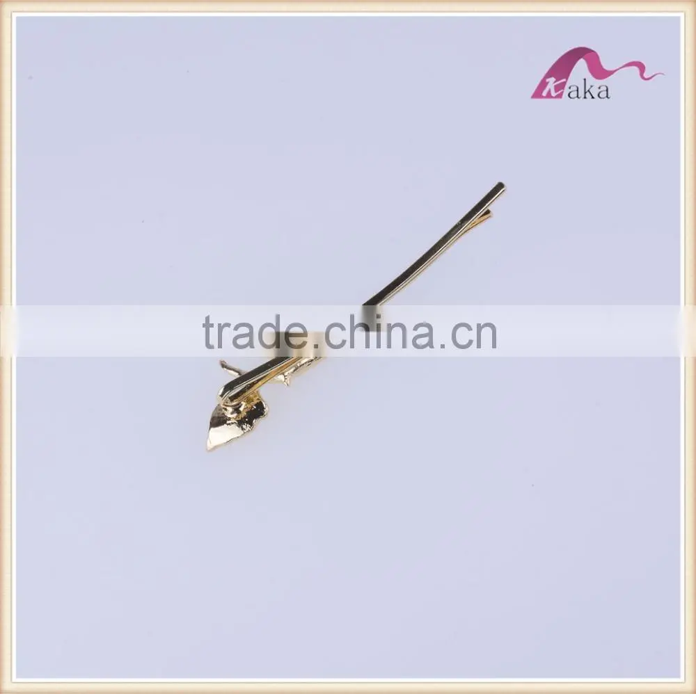 Fancy hair accessories women hair clips plate gold leaves shape for wedding