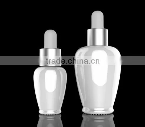10ml 30ml painting white glass bottle with matte silver dropper