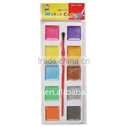 12 COLORS METALLIC WATER COLOR DAMP DRY WITH A PAINTBRUSH AND PALETTE NON-TOXIC