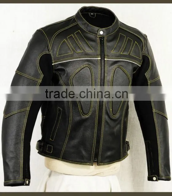 Leather motorbike jackets Men's Armored Leather Motorcycle Jacket