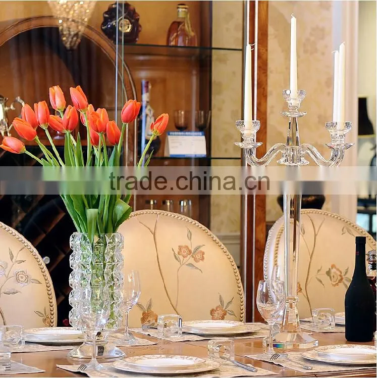 Wholesale cheap tall crystal glass candle holder for wedding