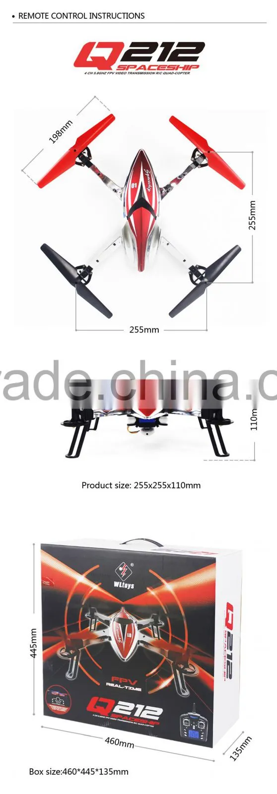 Minitudou Q212 WL toy 2.4G 6-axis CF mode wifi 5.8G FPV quad copter rc drone with camera