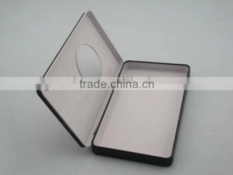 battery tin with round PVC window