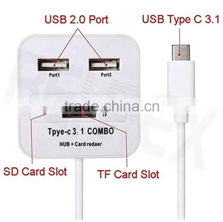 Universal Travel 3.1 Type C to 2 Ports Micro Card OTG Power Adapter