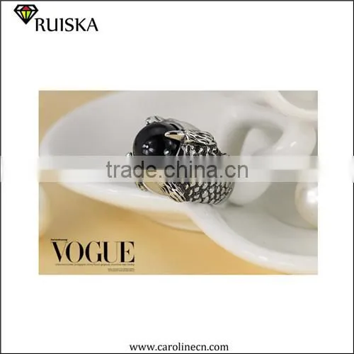Fashion Rhinestone Ring With Antique Silver Tone Titanium Ring