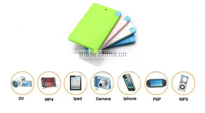 With charging cable power bank 4000mah for iphone ,cheapest oem brand credit card power bank 4000mah for iphone