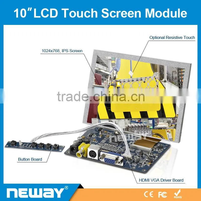 16:9 Widescreen 10.1''LCD Embedded Monitor Raspberry PI Touch Screen