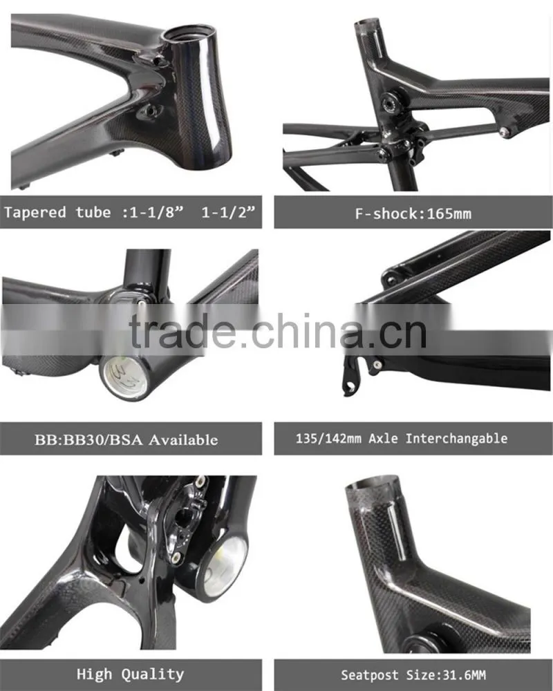 26er carbon mountain bike frame AC076 ,carbon suspension mtb frame BSA/BB30 available