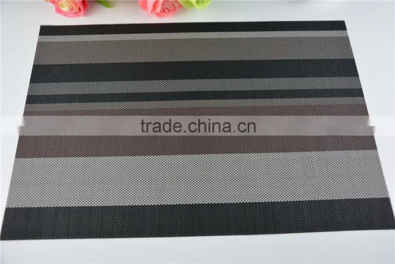 High quality dark color black with brown PVC strip placemat table mat home decoration