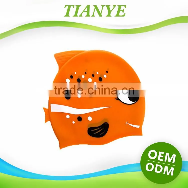 Carton swim cap Amazon Hot Selling Funny Silicone Swim Cap For Kid, Summer Diving Promotional Swimming Cap