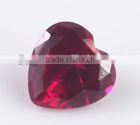 Lab Created Synthetic 5# Heart Shape Red Corundum Ruby