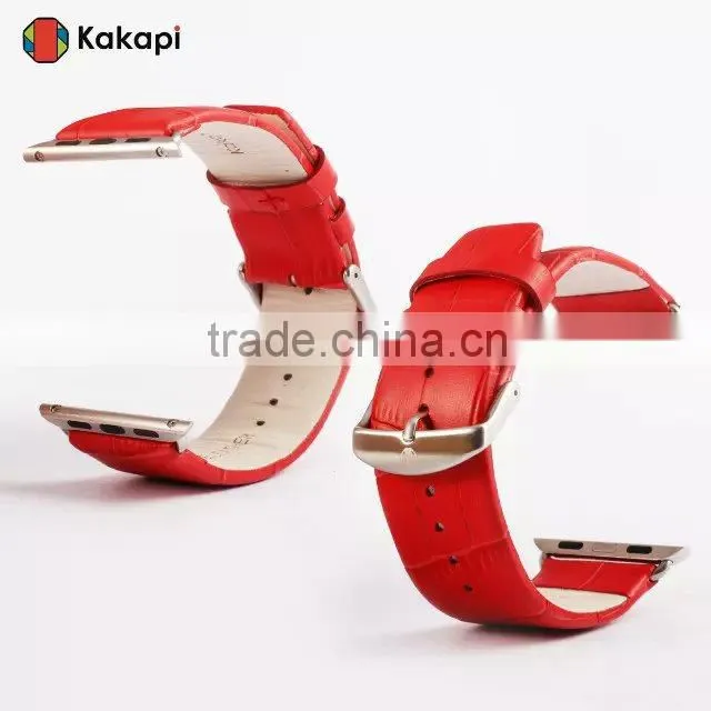 Kakapi Drawing Buckle Genuine Leather Watch Band Wrist Strap With Watchband Converter For 38MM Apple Watch MT-3912