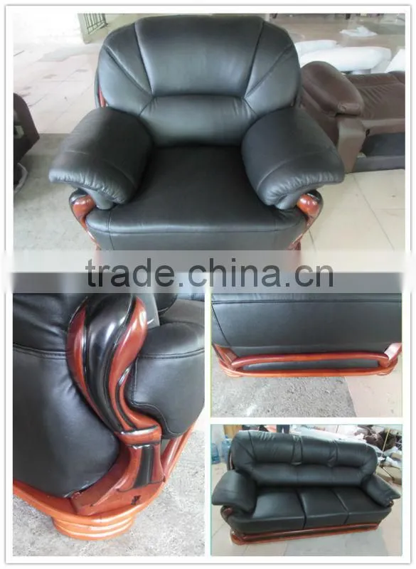 leather wood carved sectional sofa