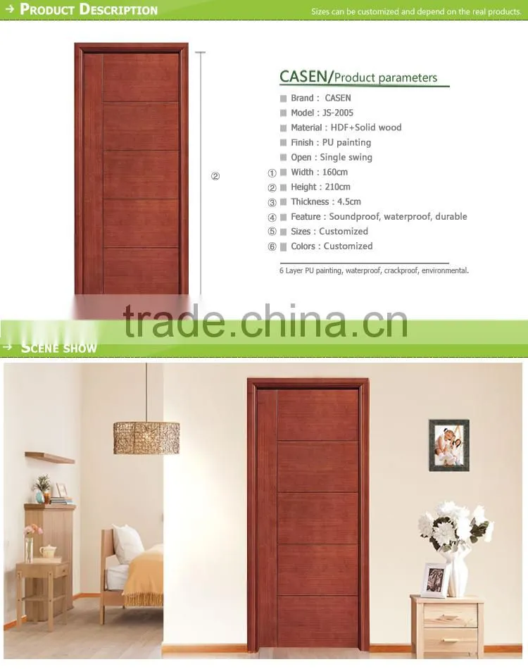 Top fashion new nature teak wood main door designs flat wood door in guangzhou