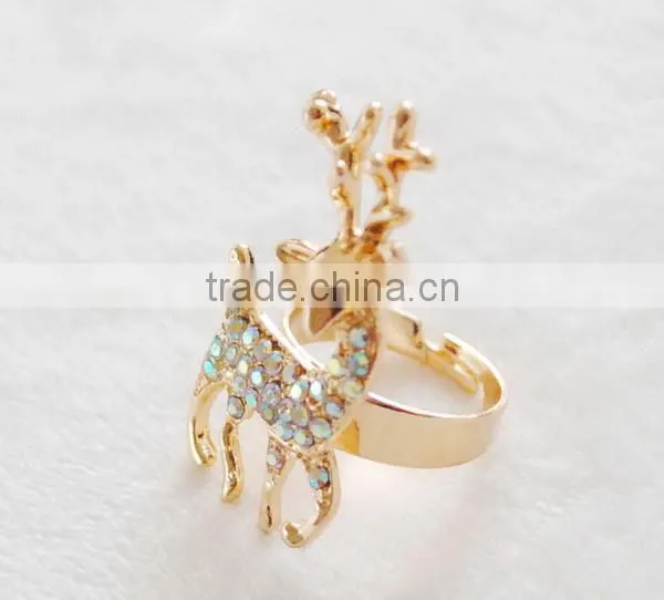 Hot Styles Deer Charming Stones Adjustable Ring For The Year Of 2014