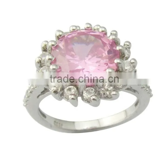 fashion pink color zircon jewelry ring,silver ring,Bridal Ring