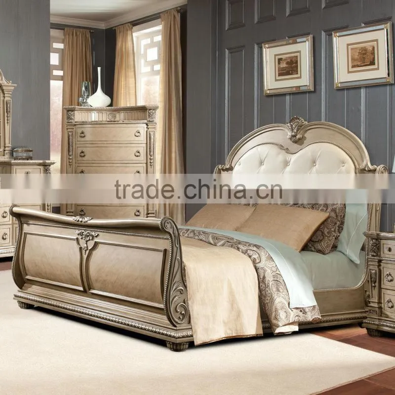 american style Monaco Sleigh Bed / chestnut teenager bedroom model AS-B40