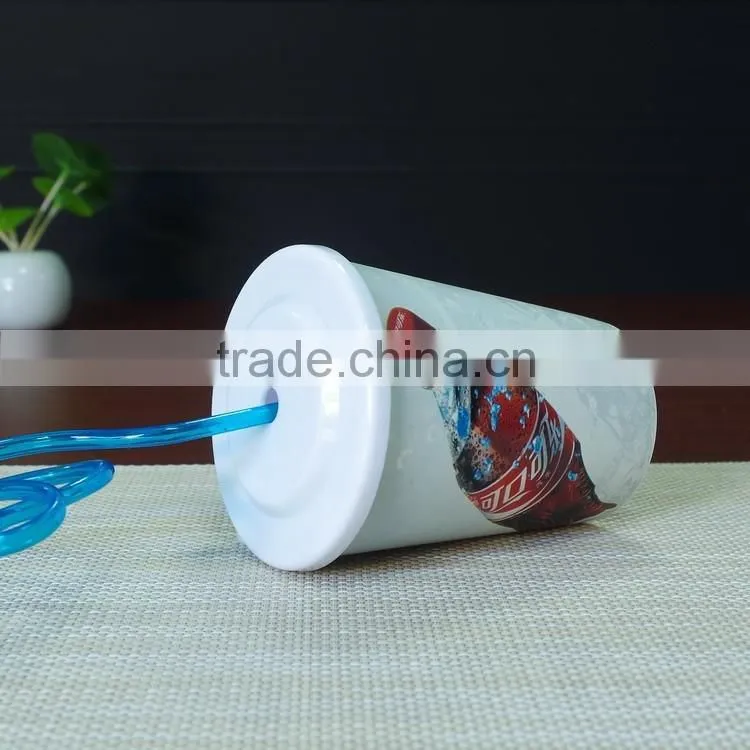 14oz Custom logo white PP plastic color changing magic water cup