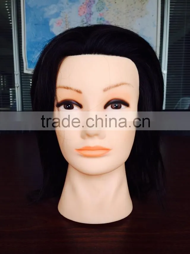 100% natural human hair training head, manuquin for hair salon with cheap price and high quality