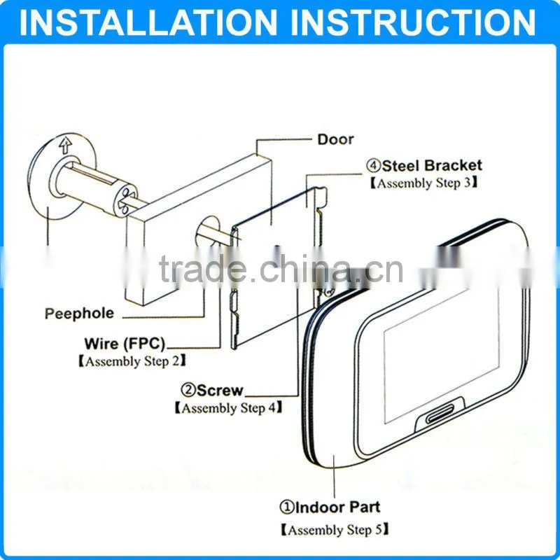 Camera Door EQUES Photo Video 0.3MP Color SD Card 2.8" Digital Peephole Viewer