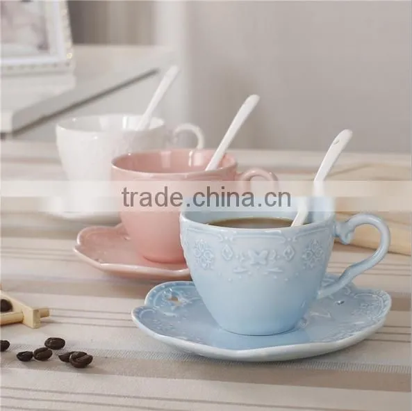 Bone Porcelain Glaze Ceramic Coffee Cups And Saucers Ceramic Tableware LS-2