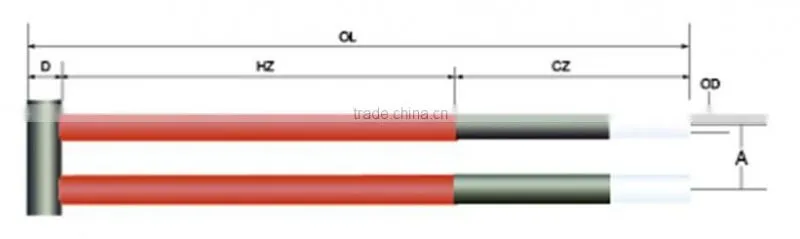 STA-SIC-126 high temperature sic elements silicon carbide heating rod