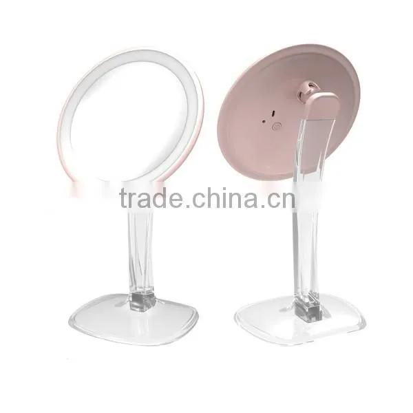1000mAh lithium battery lighted stand desktop vanity mirror with magnification