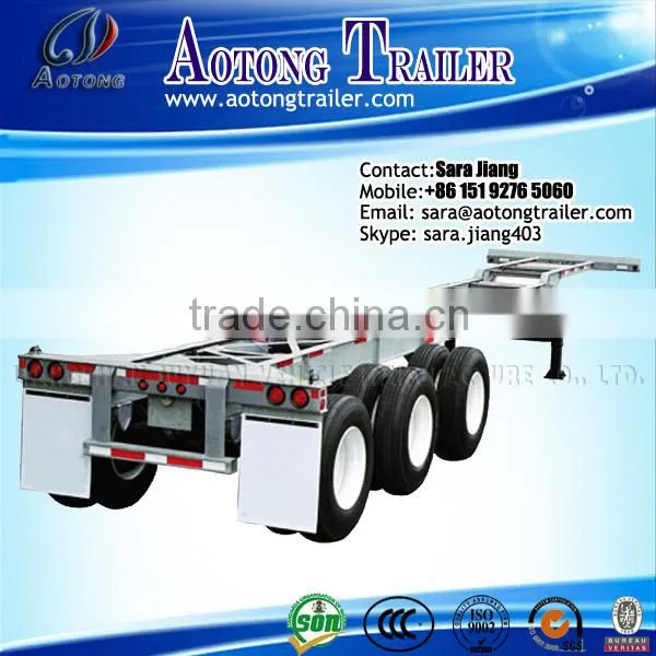 Factory Price Aotong 3 Axles 40 ft Skeleton Container Trailer , 20 ft Skeleton Semi Trailer Container Chassis
