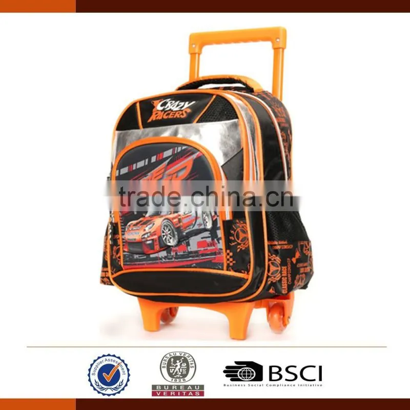 Hot sale EVA crazy racers school trolley bags for boys