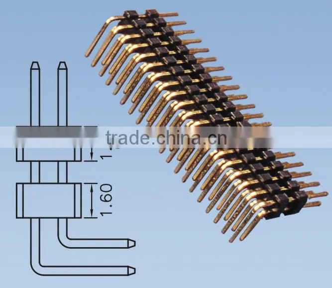 1.27mm*2.54mm Right Angle Pin Header Pitch: 1.27 mm Double Row H=2.54 W=5.0