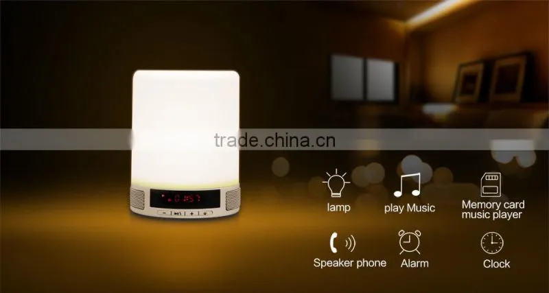 New trend hot bedroom product touch control led lamp blueooth speaker with LED screen clock display and alarm clock function
