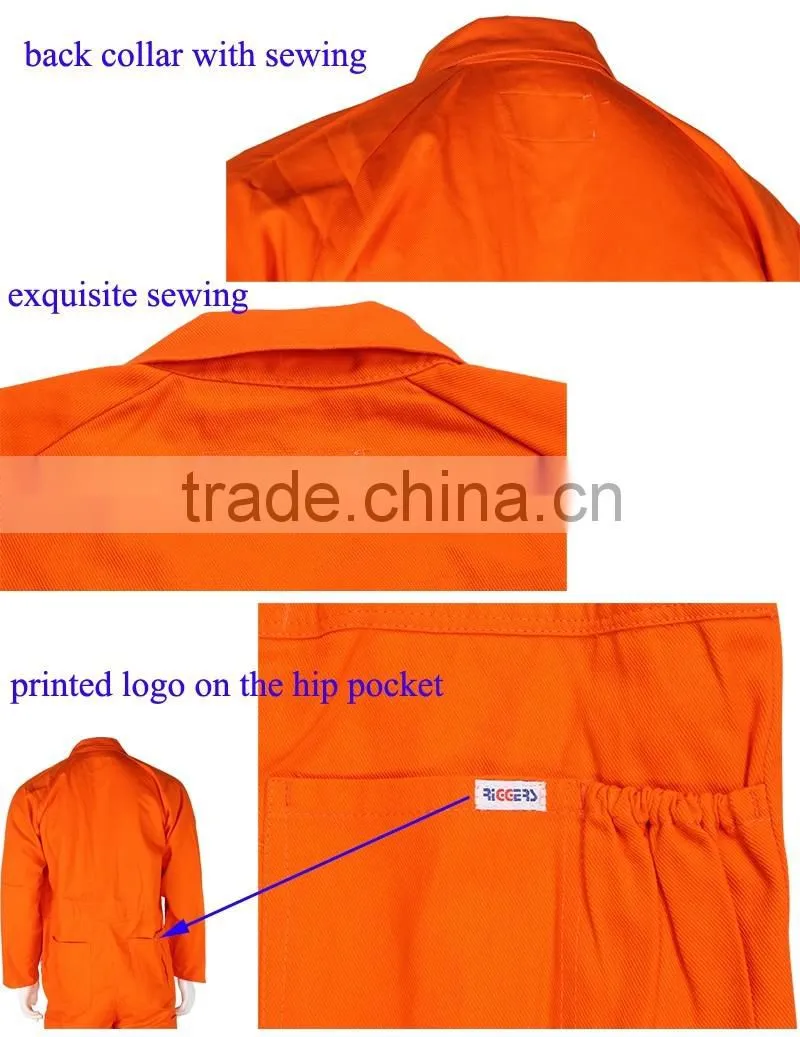 Men's OR orange twill pre shrunk inseams 100% cotton working coverall