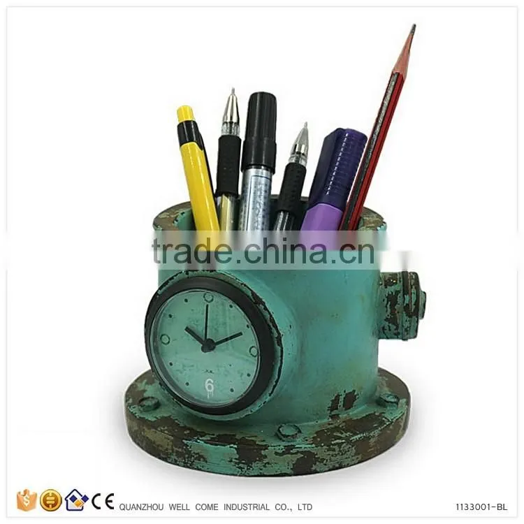 Fire Hydrant Shape Antqiue Table Clock Pen Holder