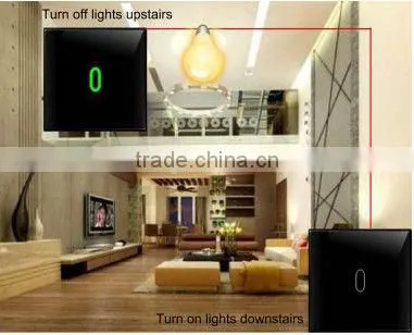 remote black wall mounted touch 1-gang light switch for home automation 110-250V