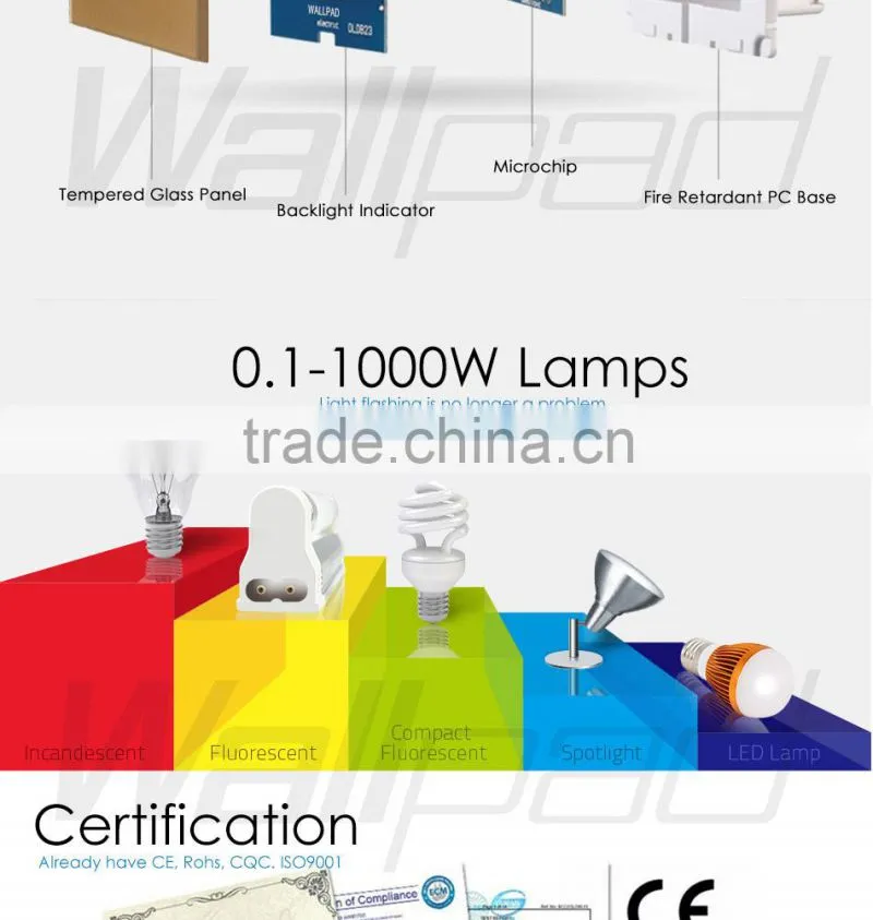 Hot Sale Wallpad White Glass LED Light Phone App Wireless 4 Gang 2/3 Way WIFI Remote and Touch Dimming Dimmer Wall Light Switch