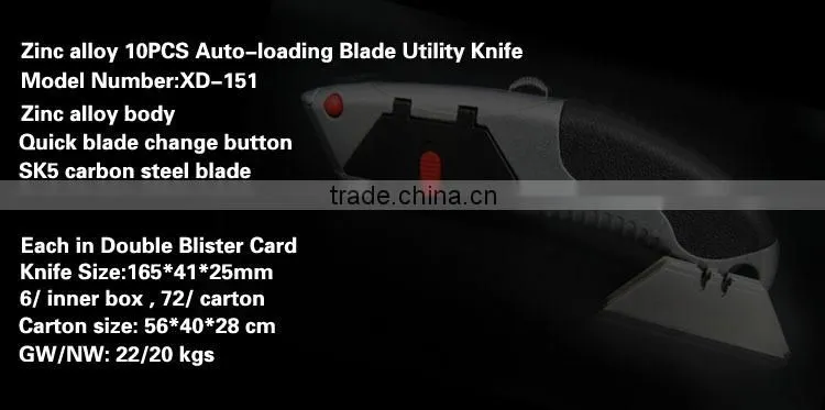 Heavy Duty 10 PCS Auto-loading blade Utility Knife