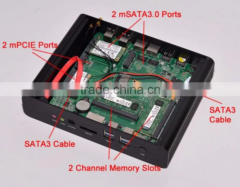 mini i7 barebone pc Intel Core i7-5650U pc Fanless 4M Cache, up to 3.20 GHz support HD 4K resolution